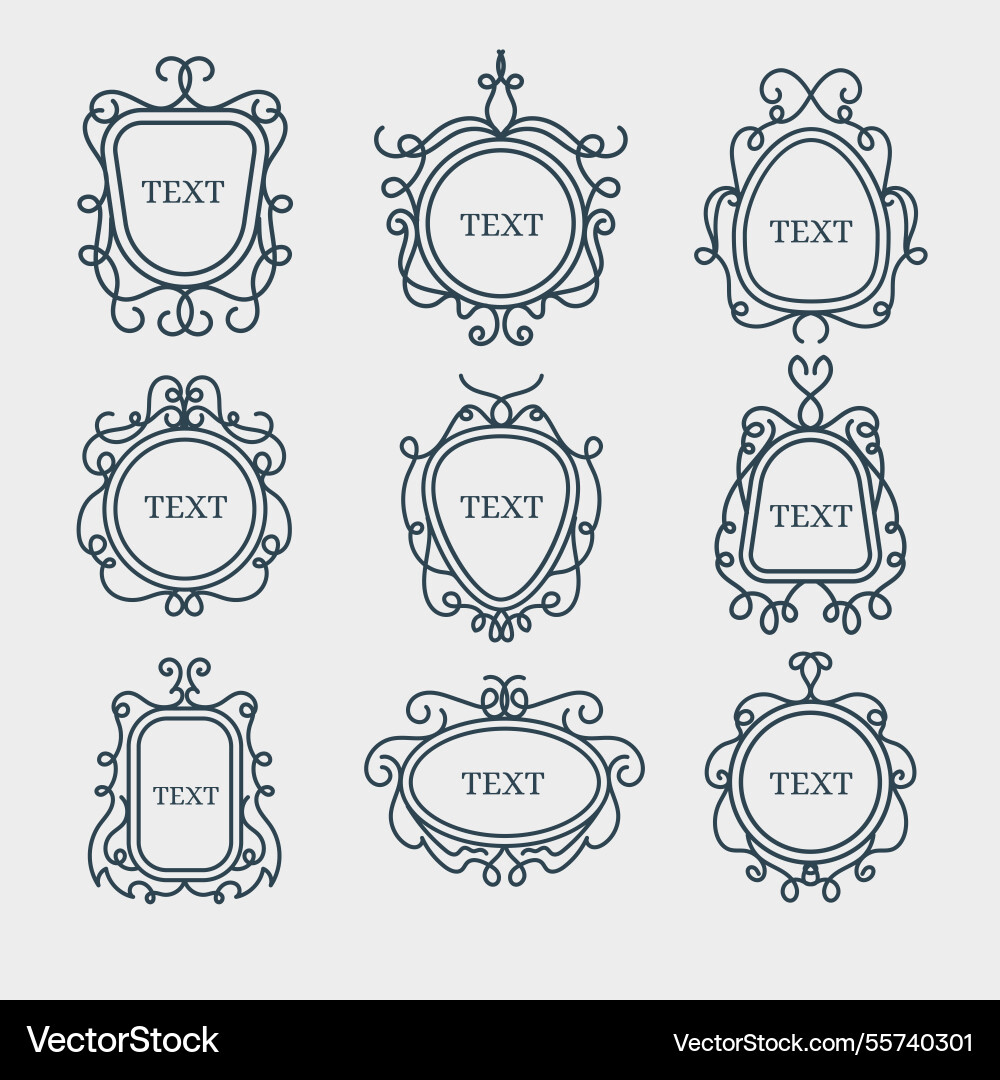 Frame collection with lineal style Vector Image