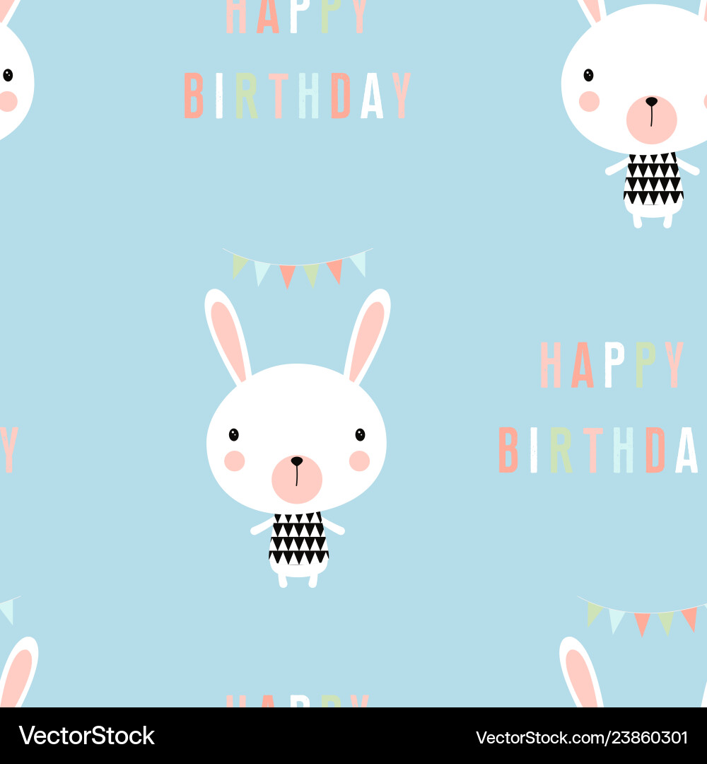 Greeting pattern with little rabbit vector image