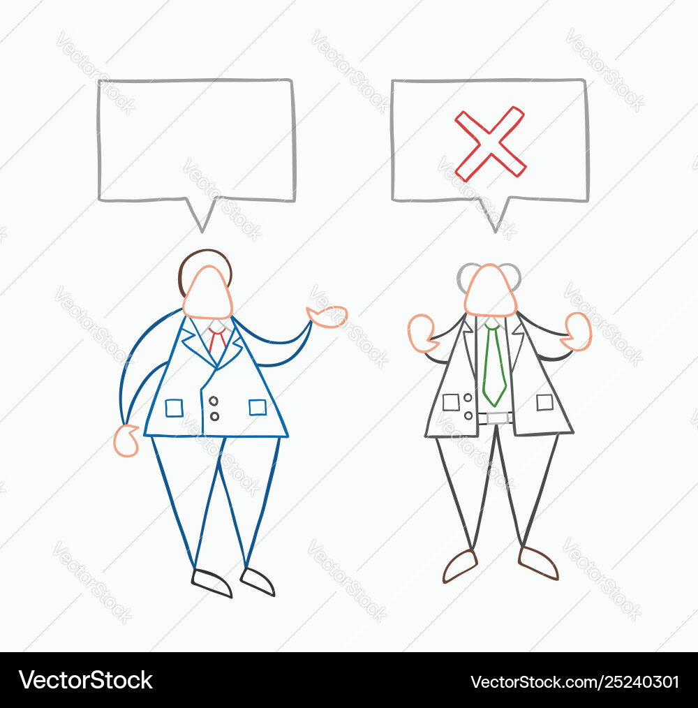 Hand-drawn businessman worker speaks with boss Hand-drawn businessman worker speaks with boss vector image