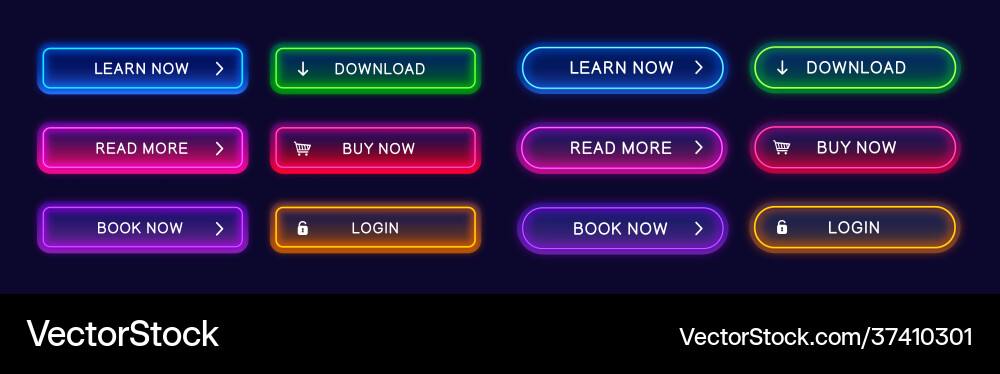 Neon buttons for web design apps ui Neon buttons for web design apps ui vector image