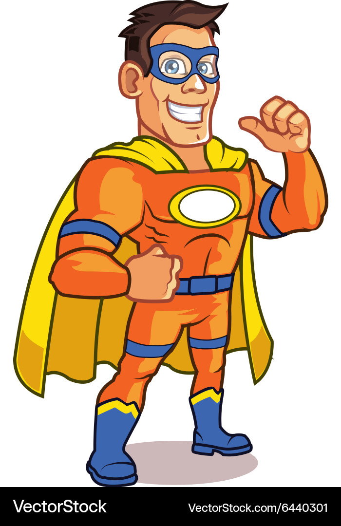 Orange superhero cartoon mascot Royalty Free Vector Image