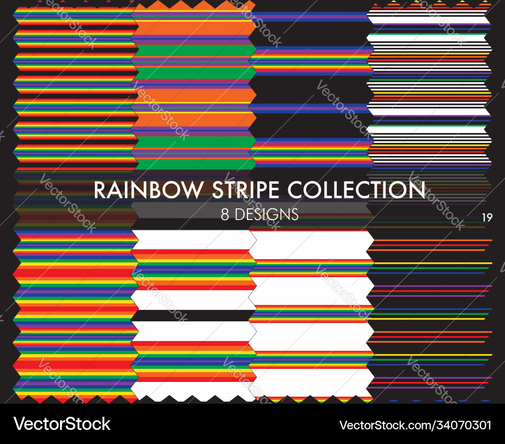 Rainbow stripe seamless pattern collection Rainbow stripe seamless pattern collection vector image
