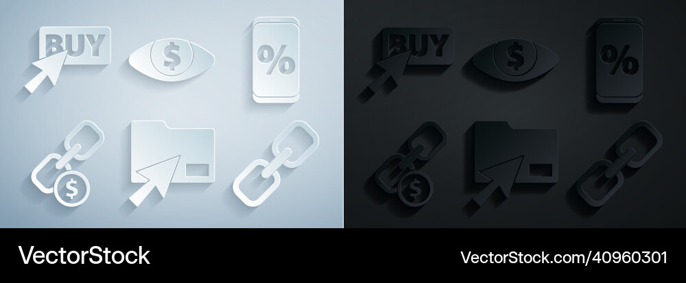 Set cursor click document folder percent discount Set cursor click document folder percent discount vector image