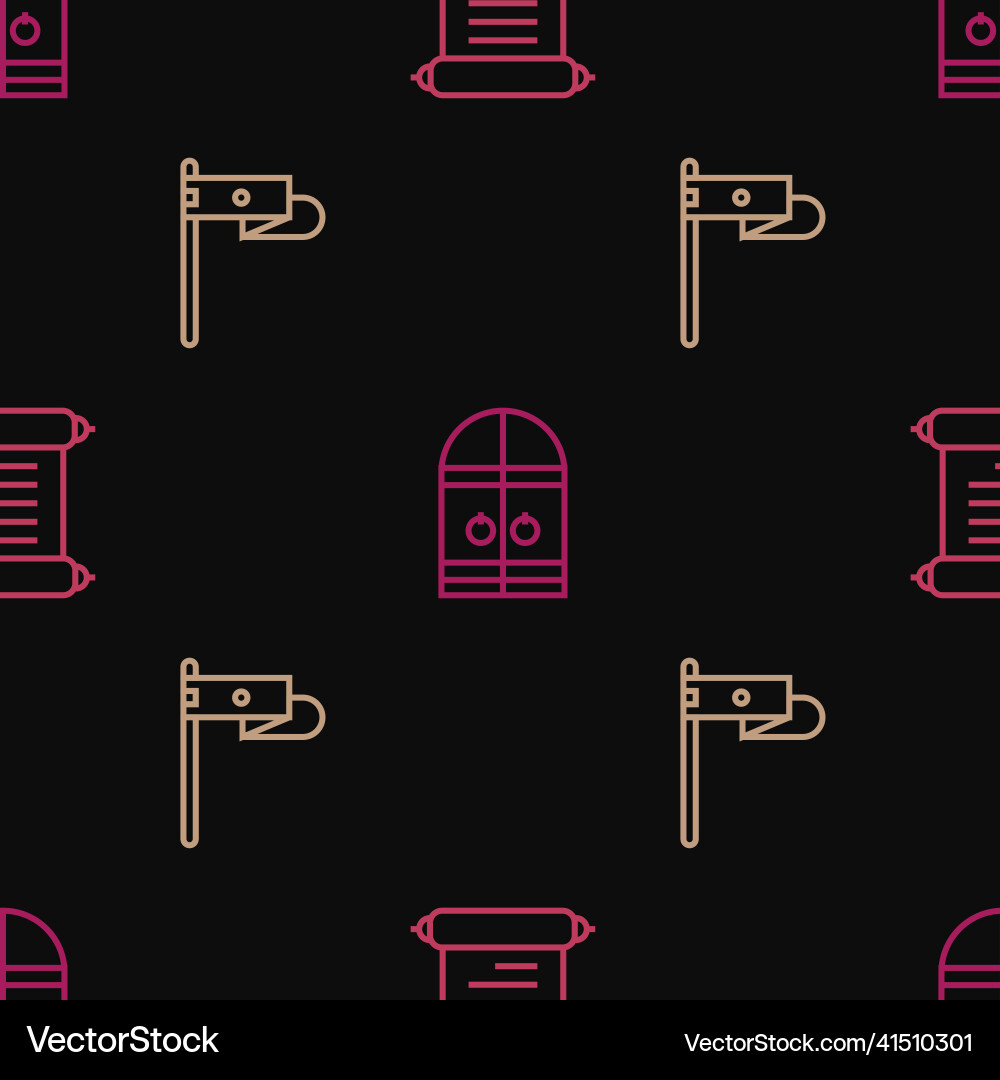 Set line decree parchment scroll medieval flag Vector Image