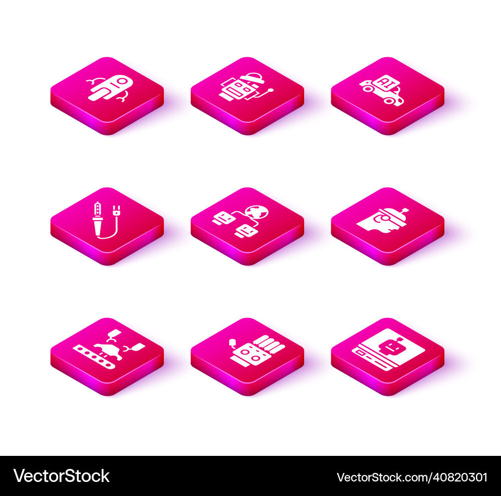 Set robotic robot arm on factory mechanical hand vector image