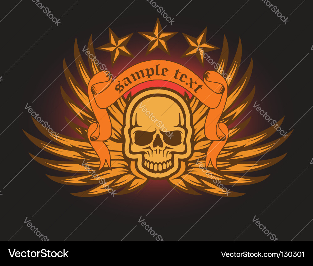 Skull with Wings and Death Theme Vector Image