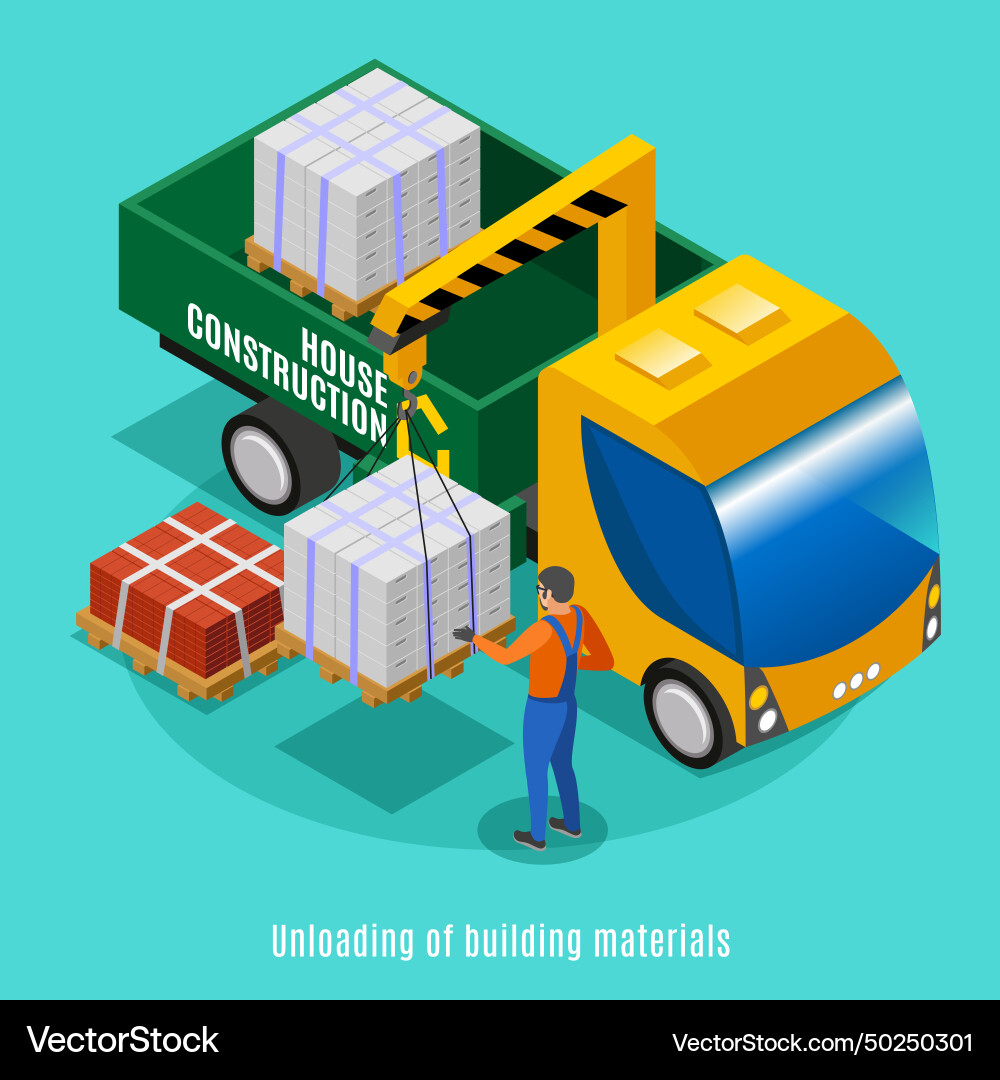 Unloading of building materials Vector Image