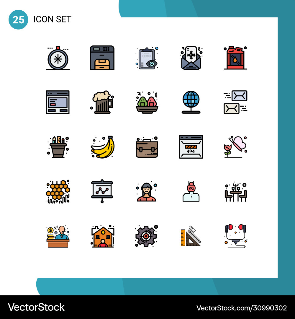 25 user interface filled line flat color pack Vector Image