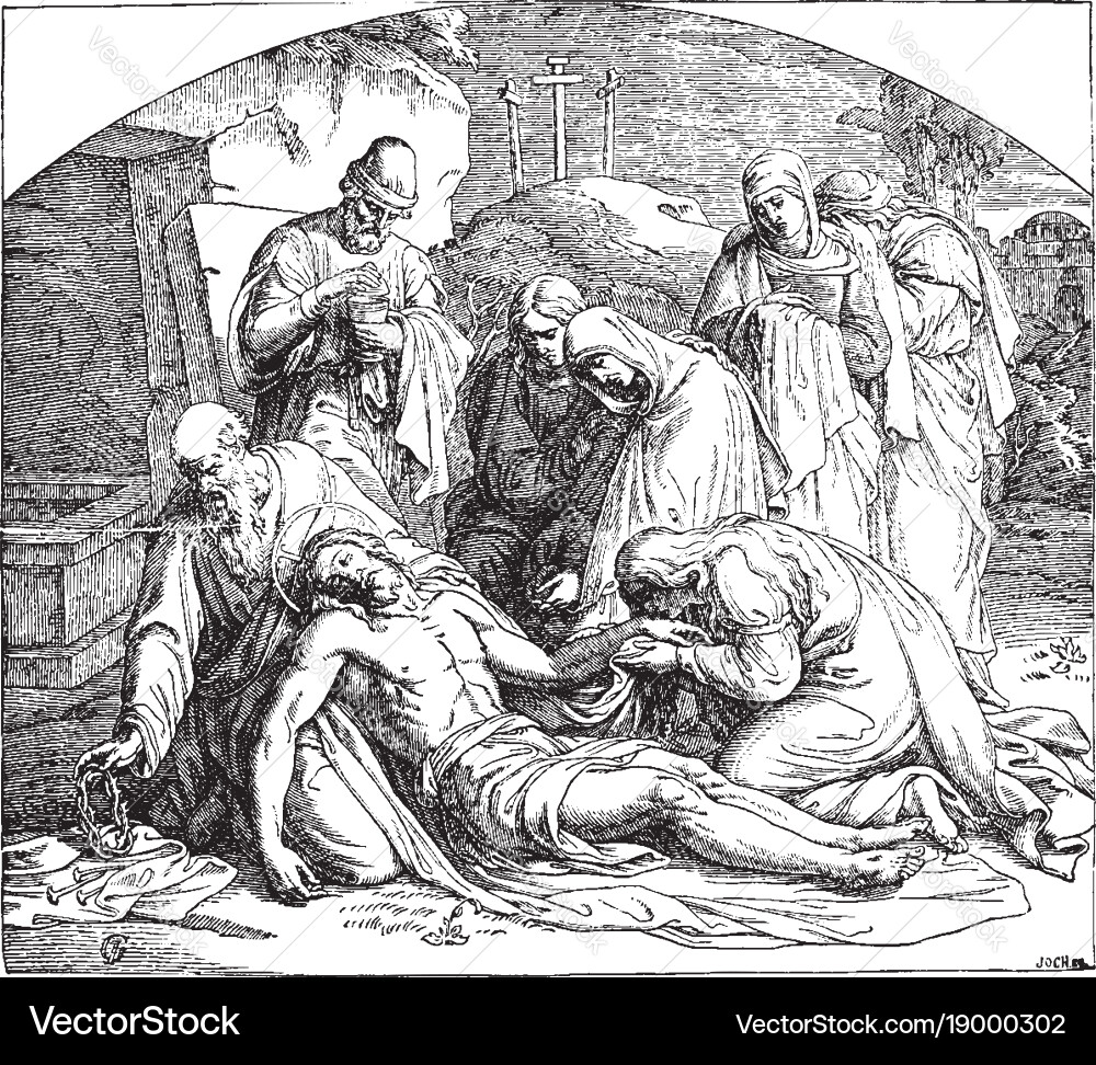 Burial of christ vintage vector image