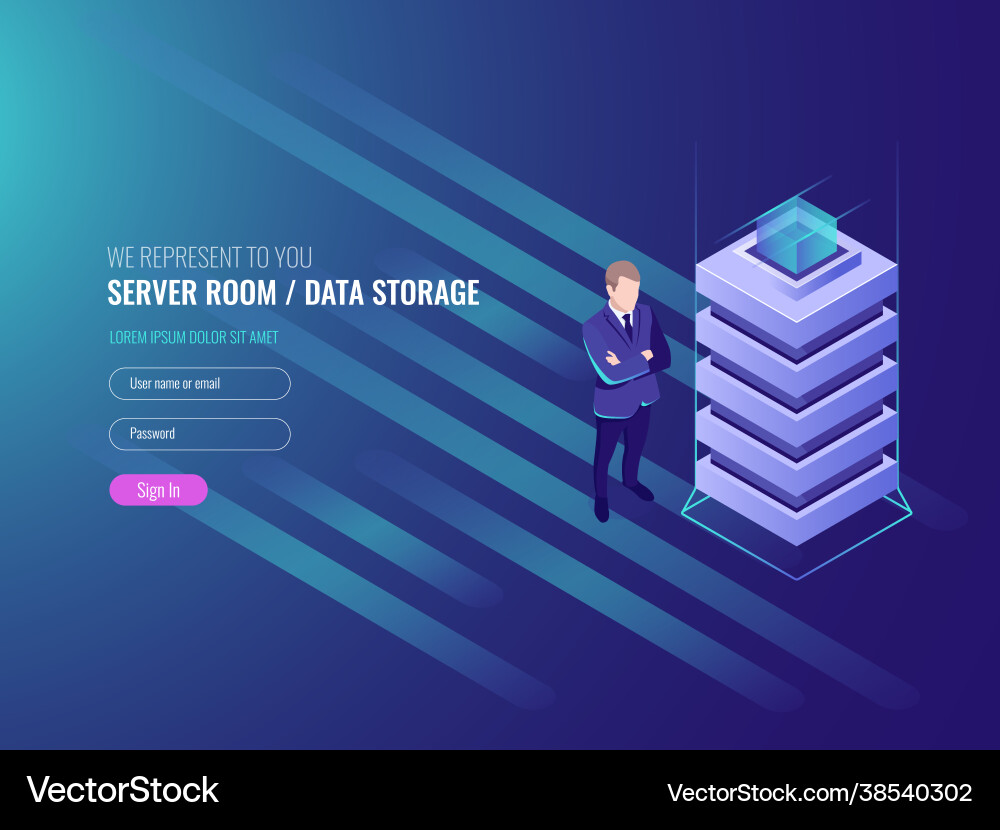 Data center concept databases and internet Data center concept databases and internet vector image