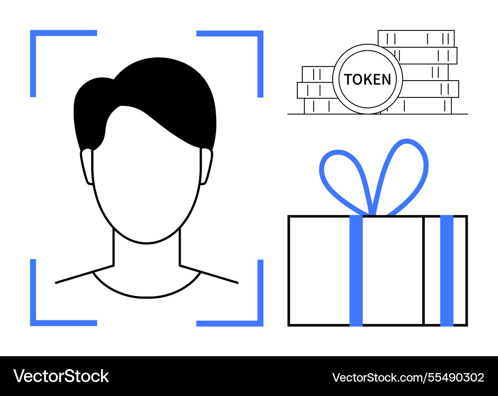 Digital identity recognition with reward tokens Digital identity recognition with reward tokens vector image