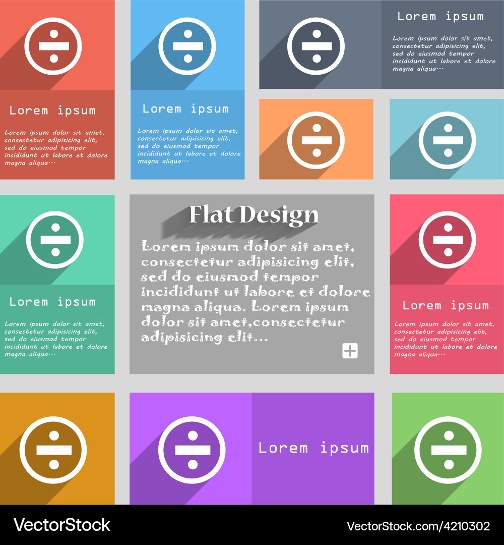 Dividing icon sign set of multicolored buttons vector image
