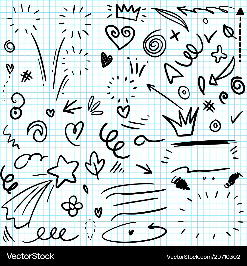Hand drawn set elements for concept design Vector Image