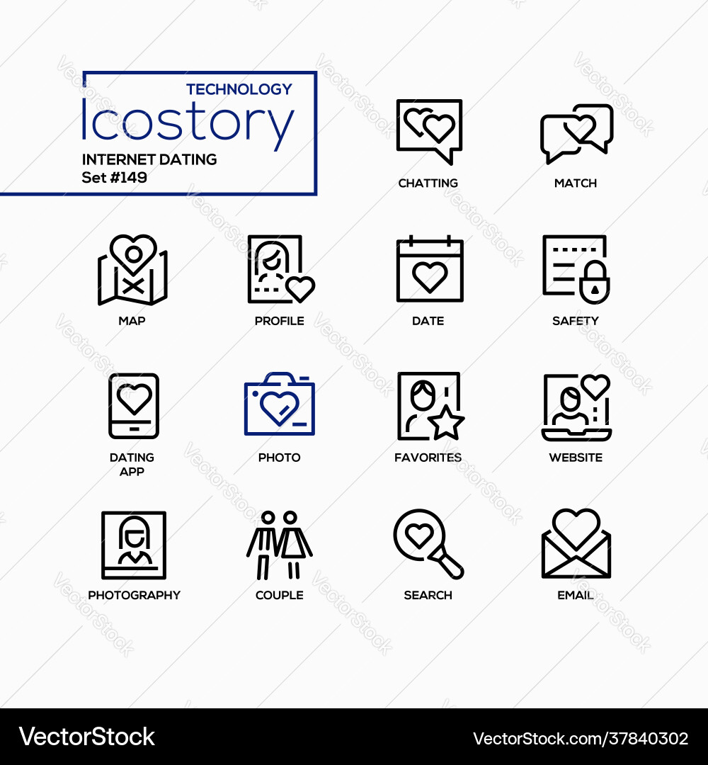 Internet dating - modern line design style icons Vector Image