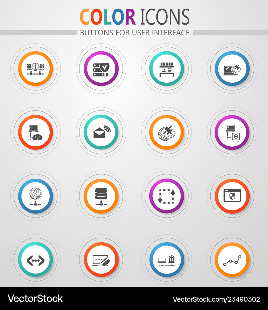 Internet server network icons set vector image