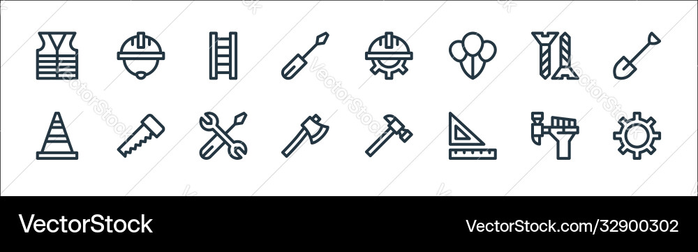 Labour day line icons linear set quality Labour day line icons linear set quality vector image