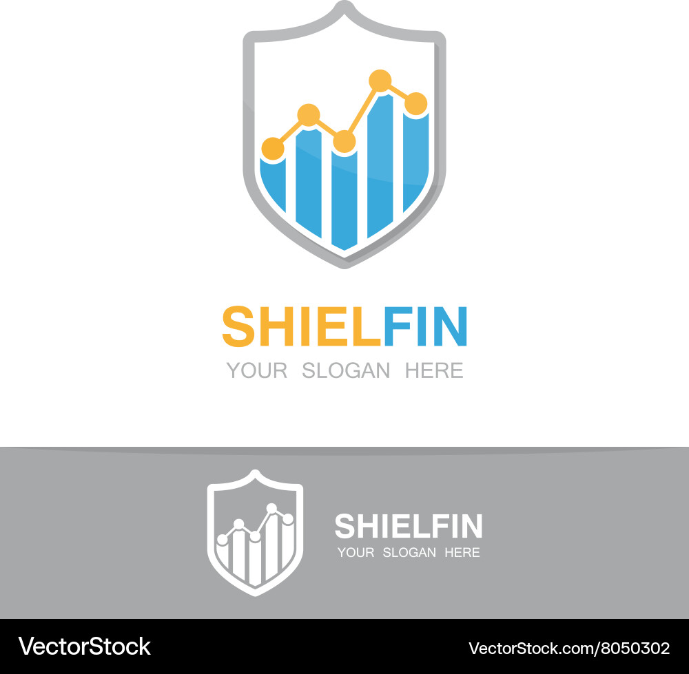 Logo combination of a graph and shield Vector Image