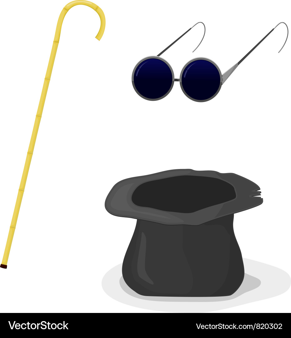 Man with Cane and Glasses Vector Image