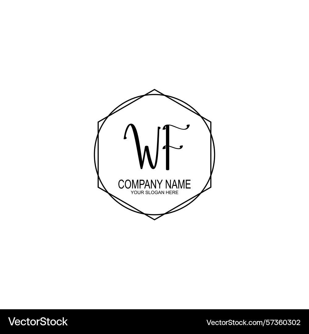 Minimalist handwritten wf initial logos with soft Minimalist handwritten wf initial logos with soft Vector Image