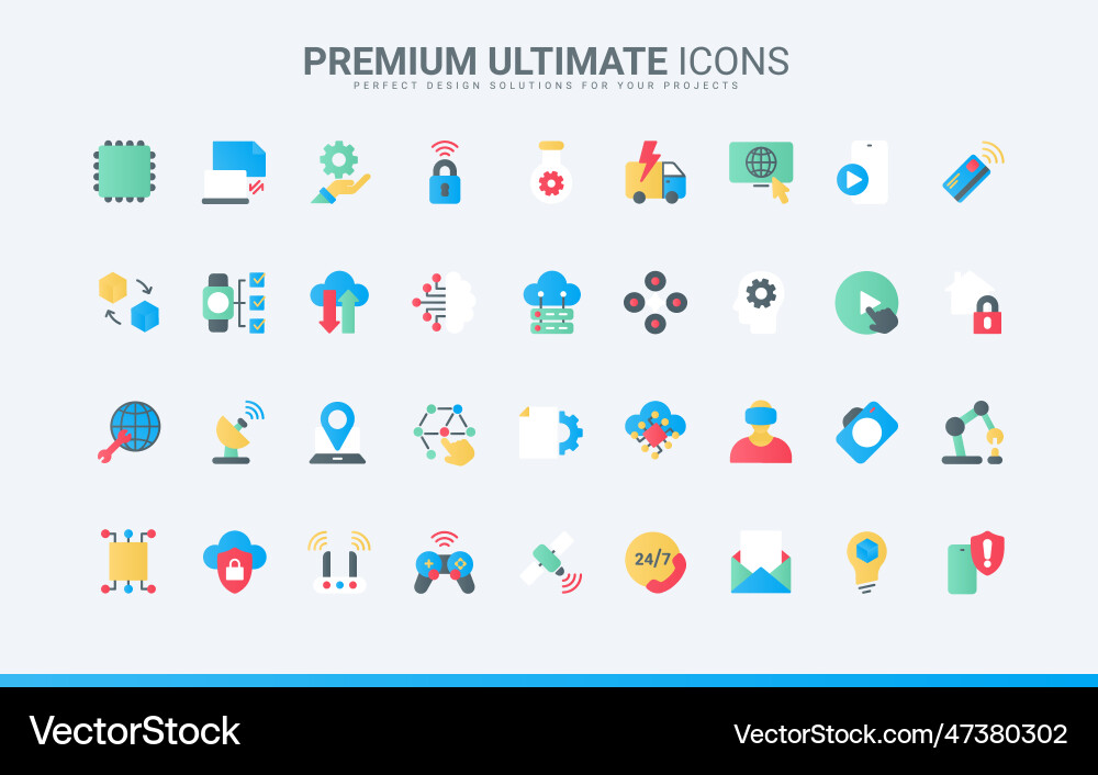Modern Tech Icons - AI, Robotics, & Future vector image