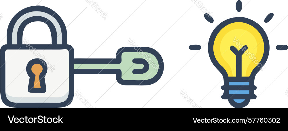 Padlock linked to lightbulb icon secure Vector Image