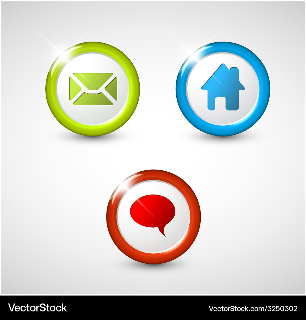 Set of Rounded 3D Buttons vector image
