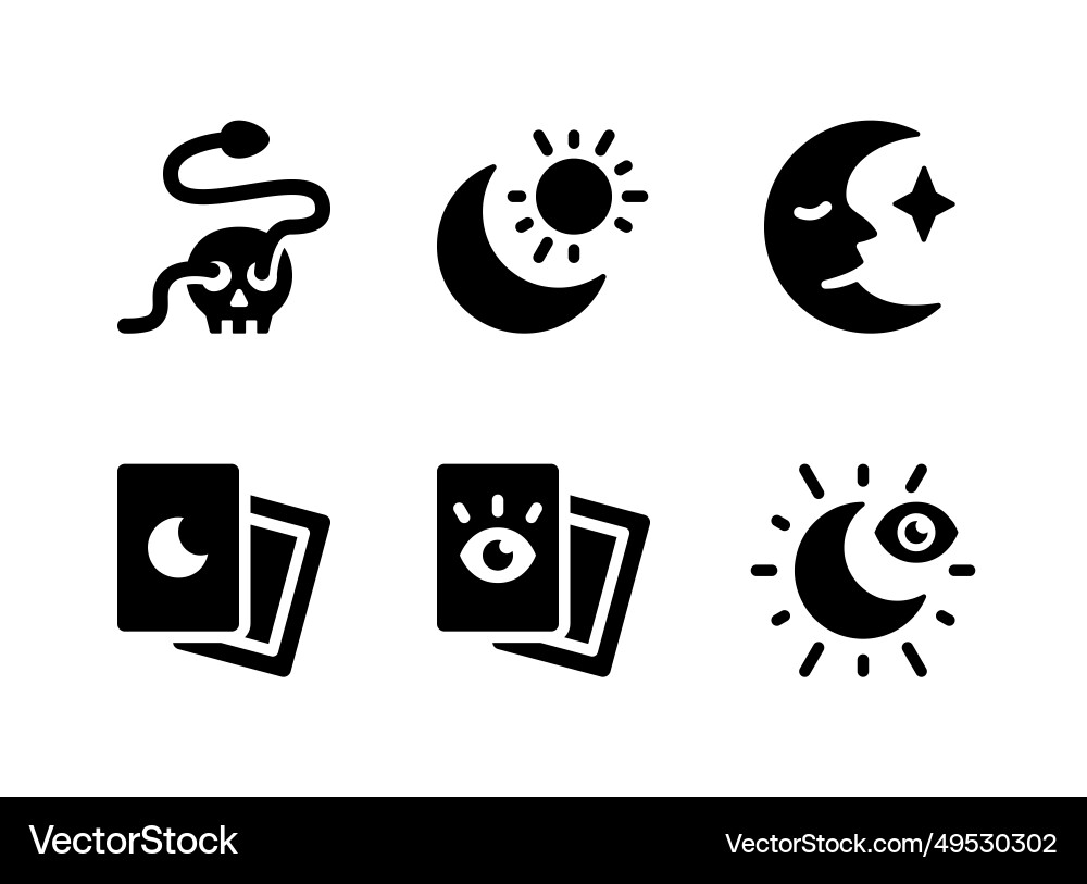 Simple set of celestial and witchcraft solid icons vector image