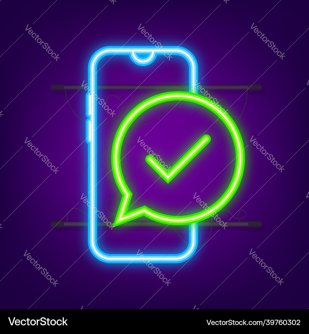 Smartphone with checkmark or tick notification Vector Image