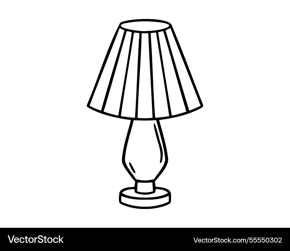 Table lamp interior doodle hand drawn Table lamp interior doodle hand drawn vector image