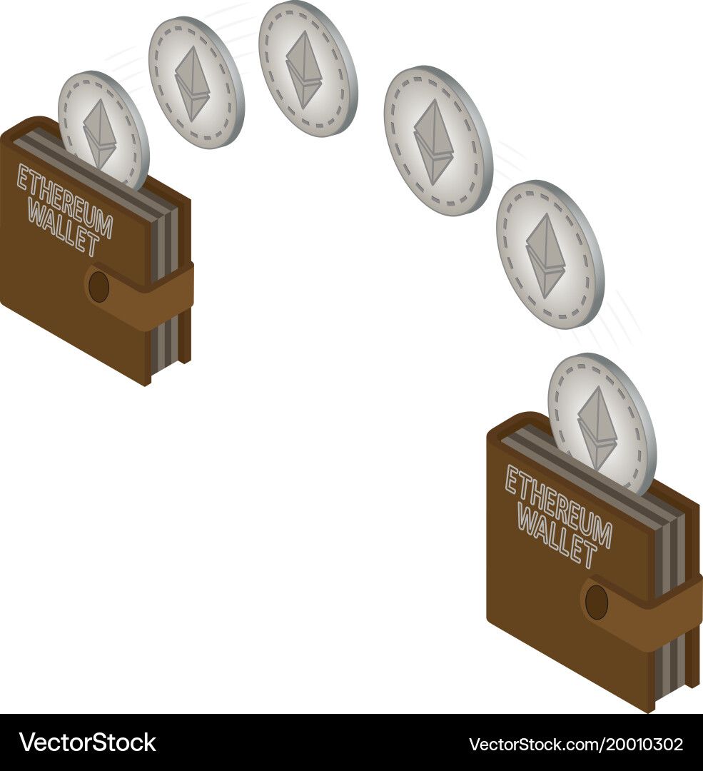 Transfer ethereum in a wallet vector image