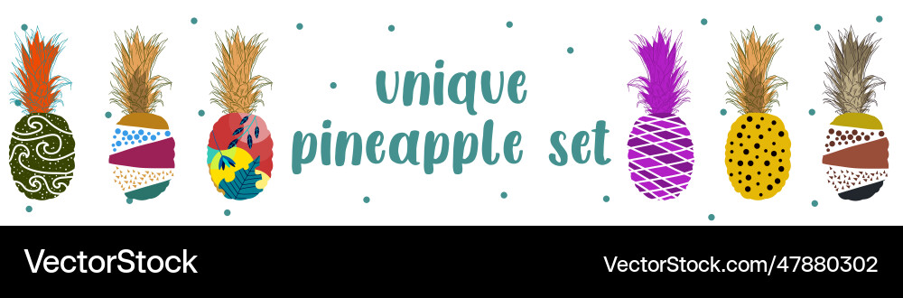 Unique abstract pineapple set for pattern Unique abstract pineapple set for pattern vector image