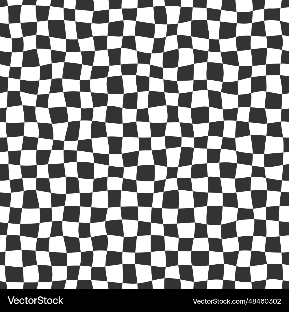 Wavy Checkerboard Pattern - Retro Psychedelic Vector Image