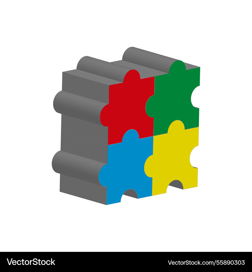 3d puzzle block colorful interlocking pieces 3d puzzle block colorful interlocking pieces vector image