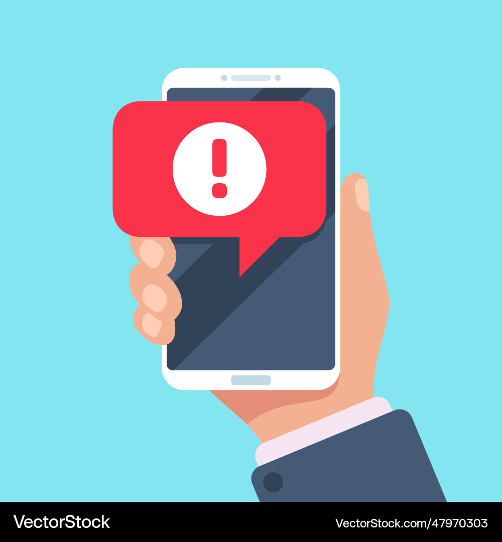 Alert message mobile notification danger error Vector Image