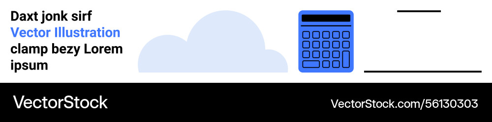 Blue calculator with text elements and cloud vector image