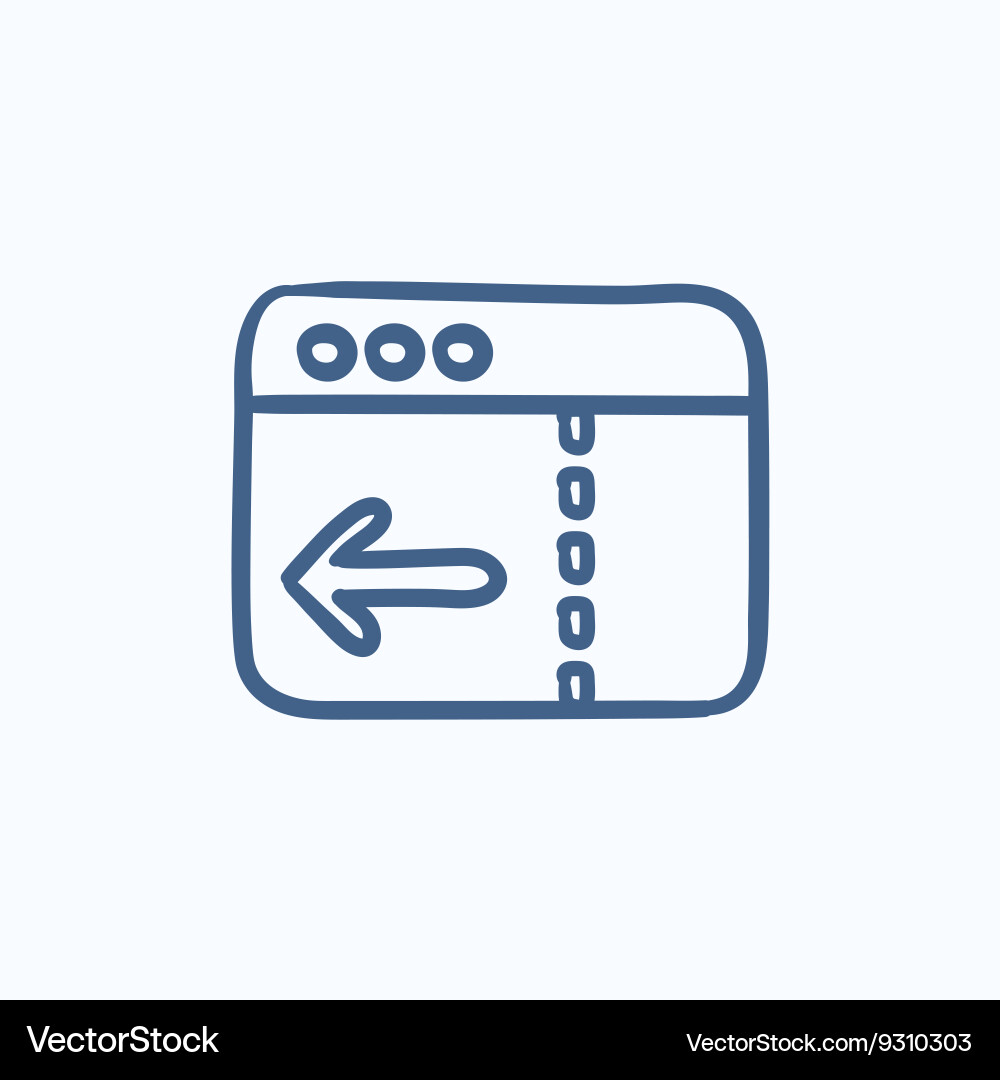 Browser window with arrow left sketch icon Vector Image