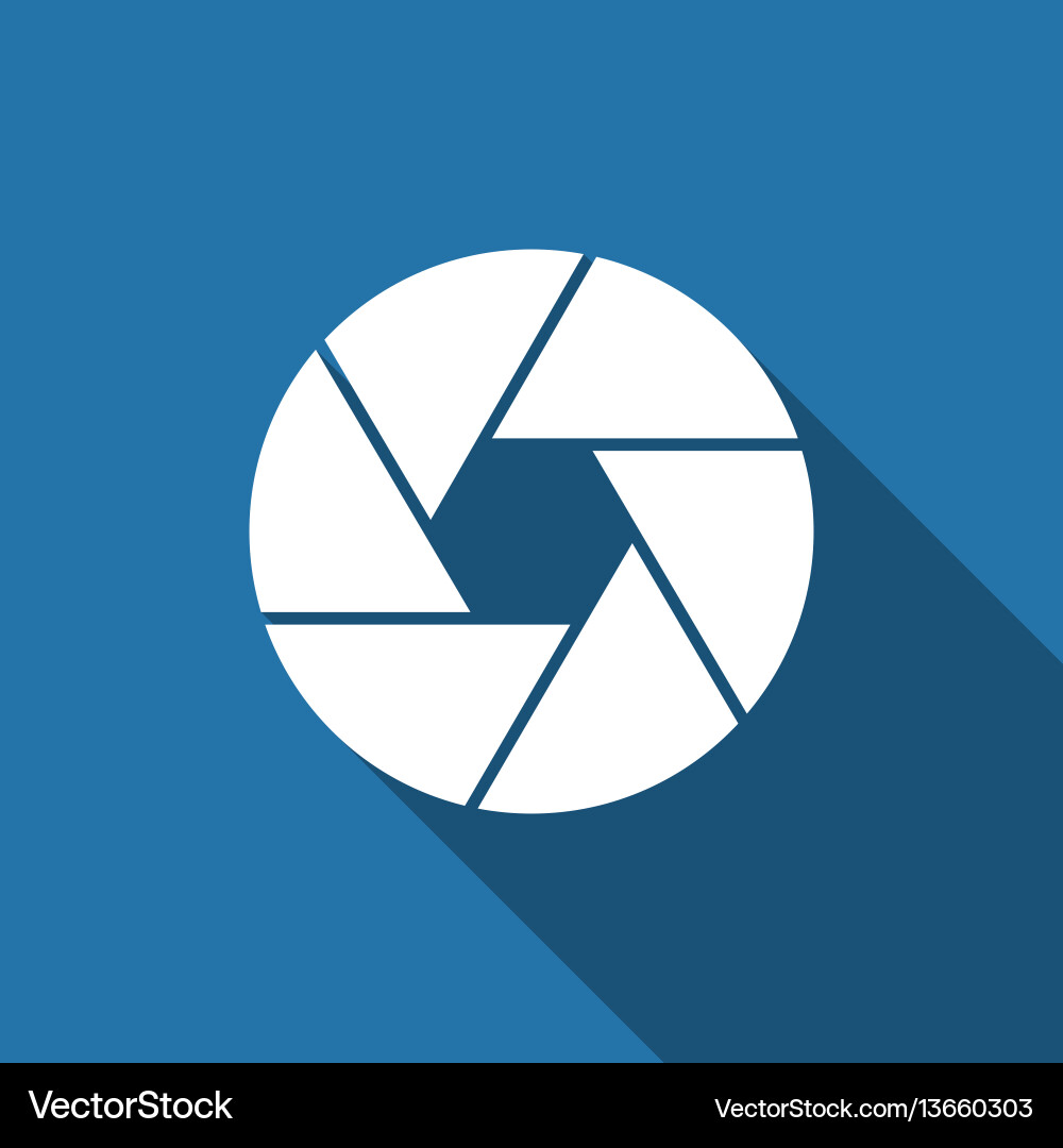 Camera shutter flat icon with long shadow Camera shutter flat icon with long shadow vector image