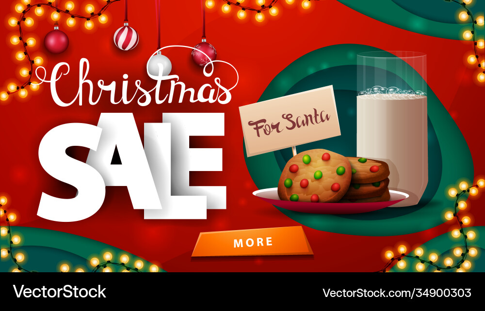 Christmas sale red discount banner in paper cut Christmas sale red discount banner in paper cut vector image