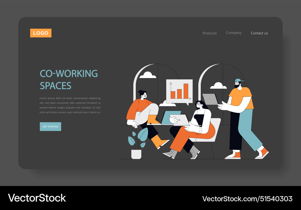 Co-working spaces concept Co-working spaces concept Vector Image