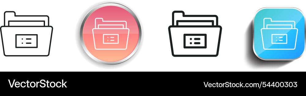 Folder icon thin linear regular and button style Vector Image
