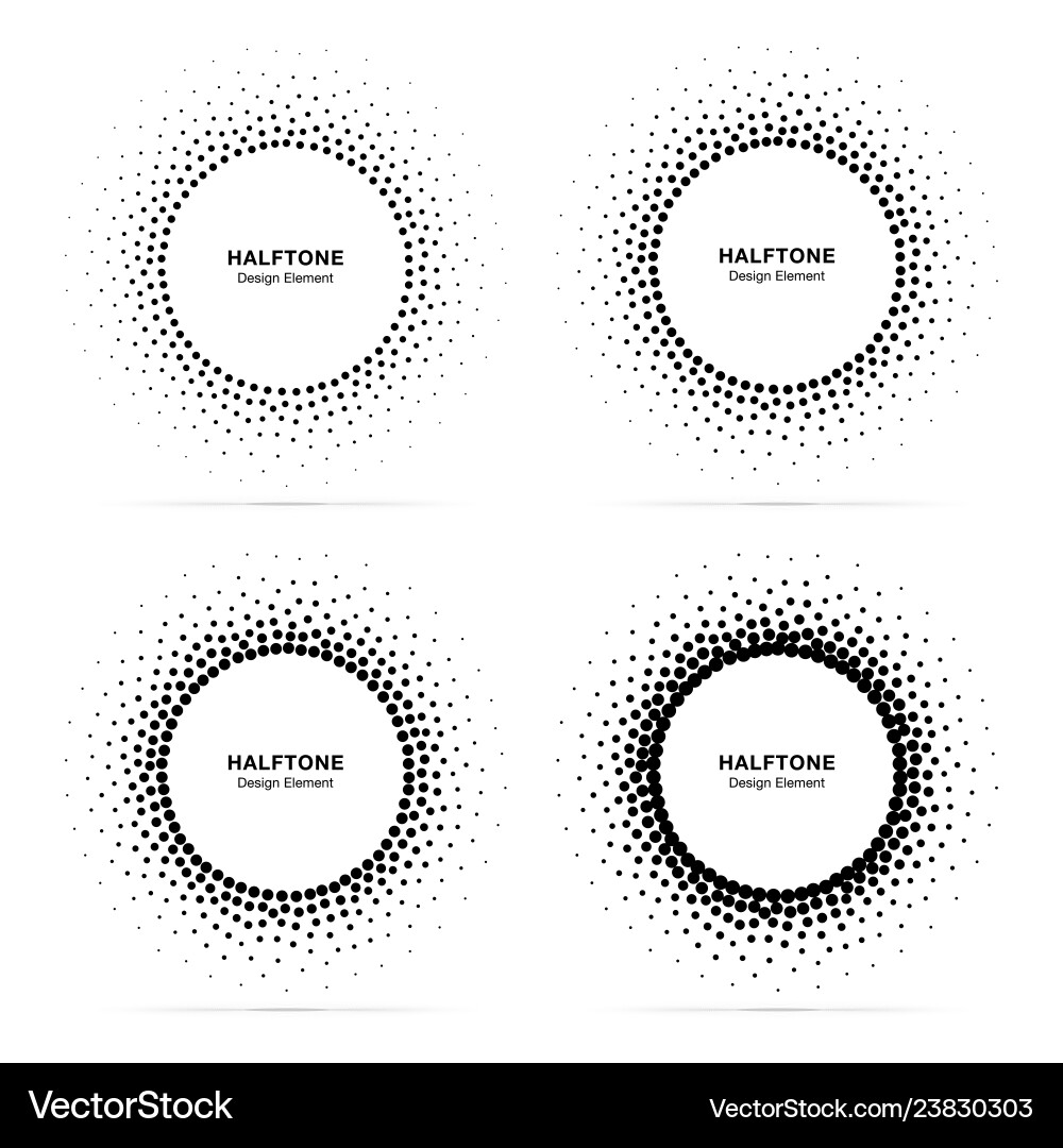 Halftone circular dotted frame set Halftone circular dotted frame set vector image
