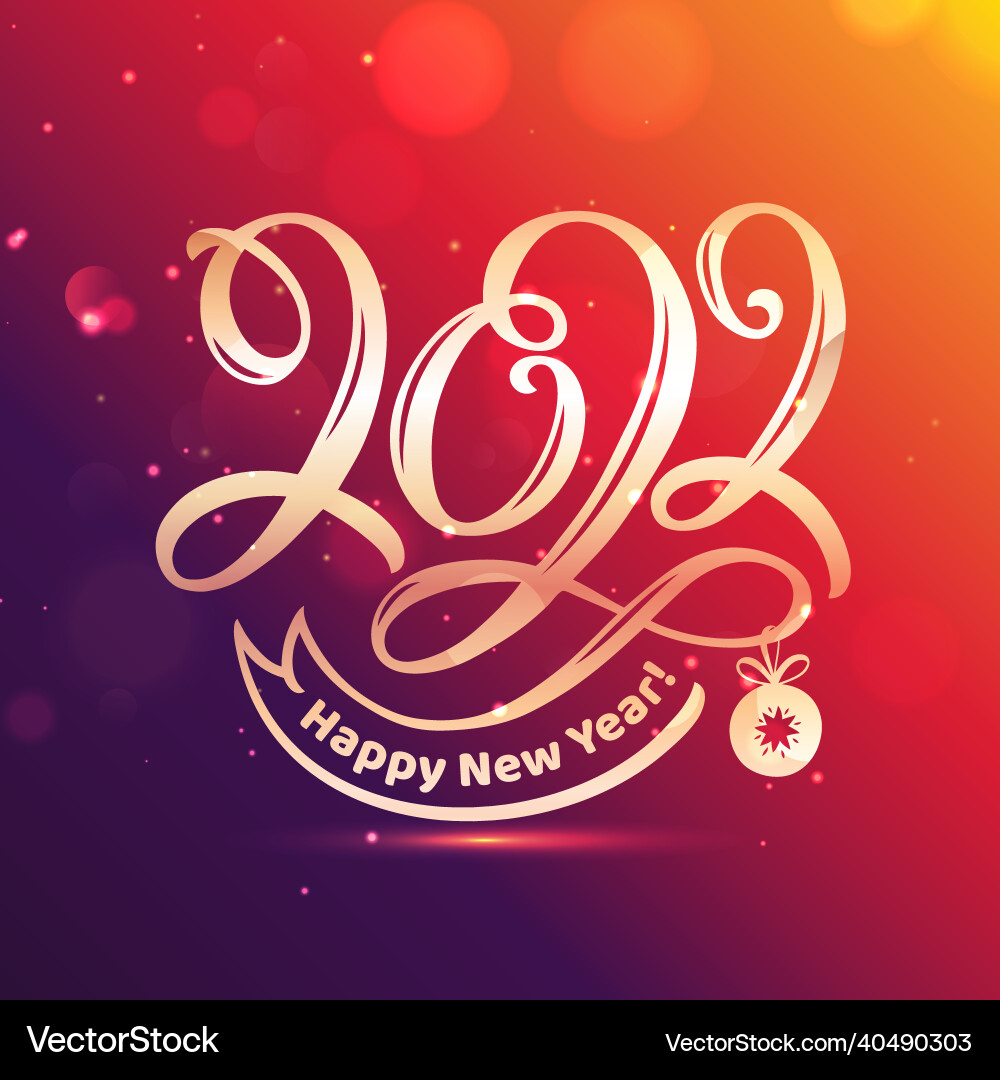 Happy new year 2022 greeting card with lettering Happy new year 2022 greeting card with lettering vector image