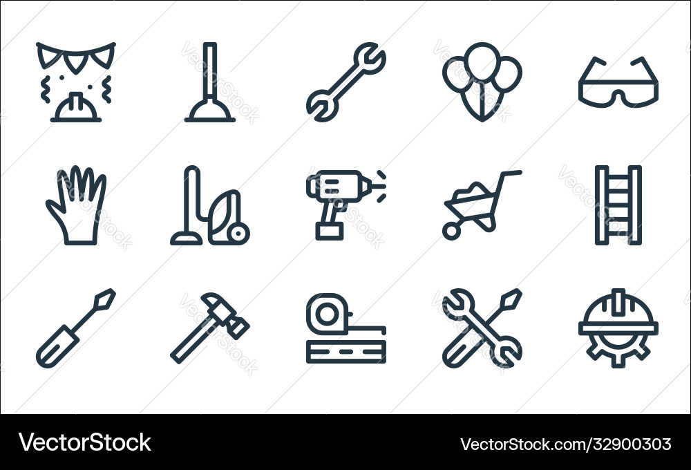 Labour day line icons linear set quality Labour day line icons linear set quality vector image