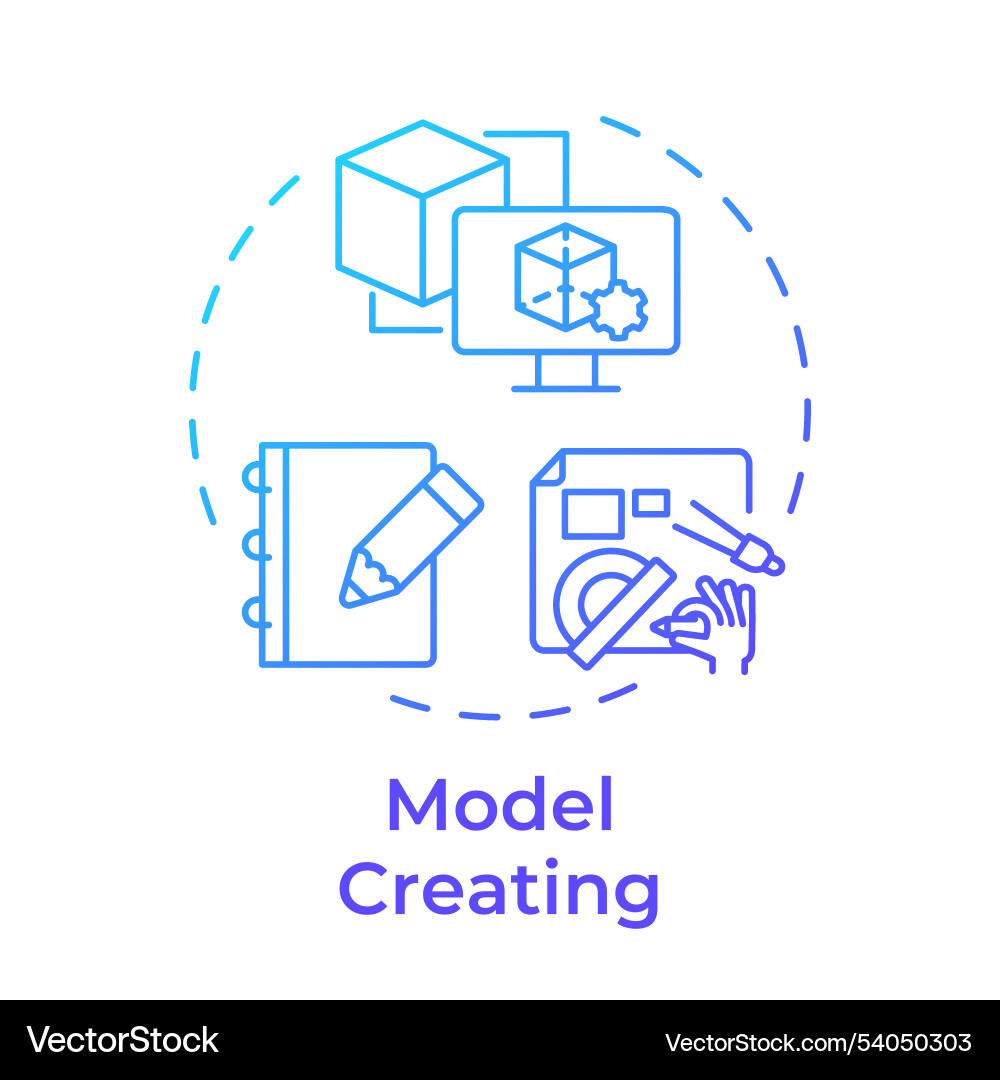 Model creating blue gradient concept icon Model creating blue gradient concept icon Vector Image