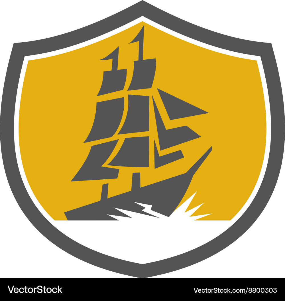Sailing galleon tall ship crest retro vector image