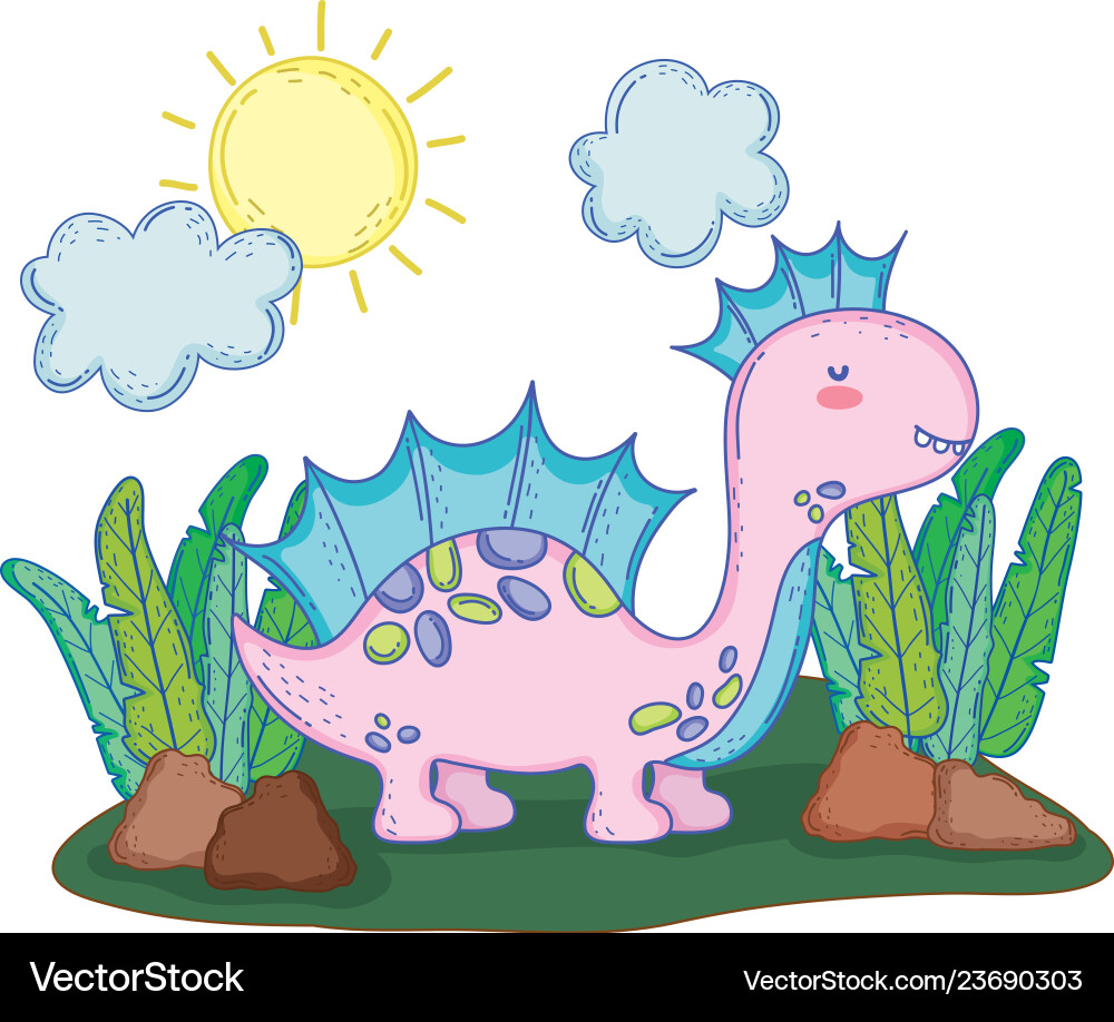 Süße Apatosaurus in der Landschaft Süße Apatosaurus in der Landschaft vektorbild
