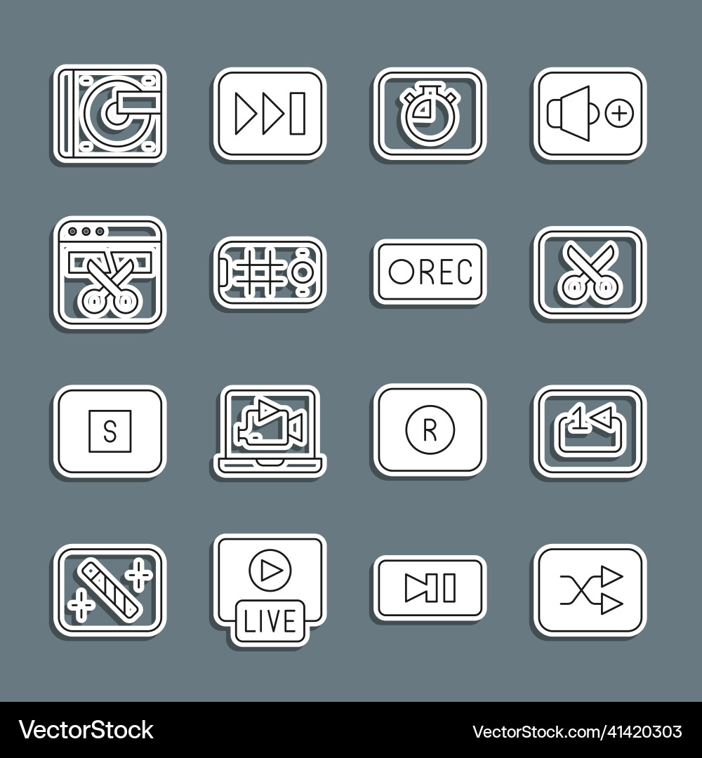 Set line arrow shuffle repeat track music player Set line arrow shuffle repeat track music player vector image