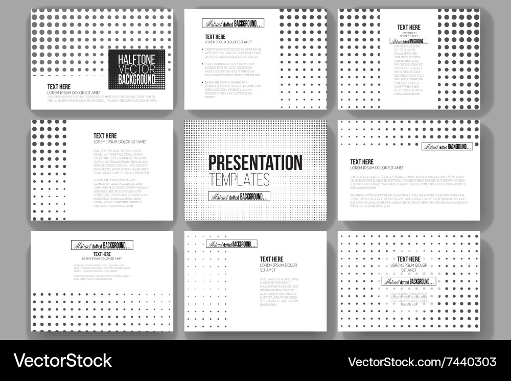 Set of 9 templates for presentation slides vector image