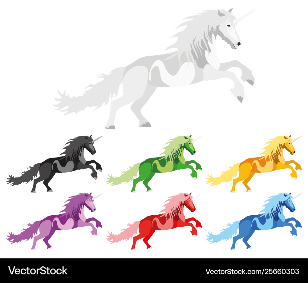 Set unicorn Vector Image