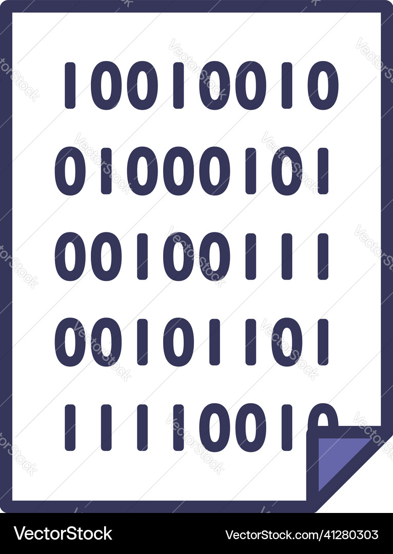 Sheet with binary code icon Vector Image